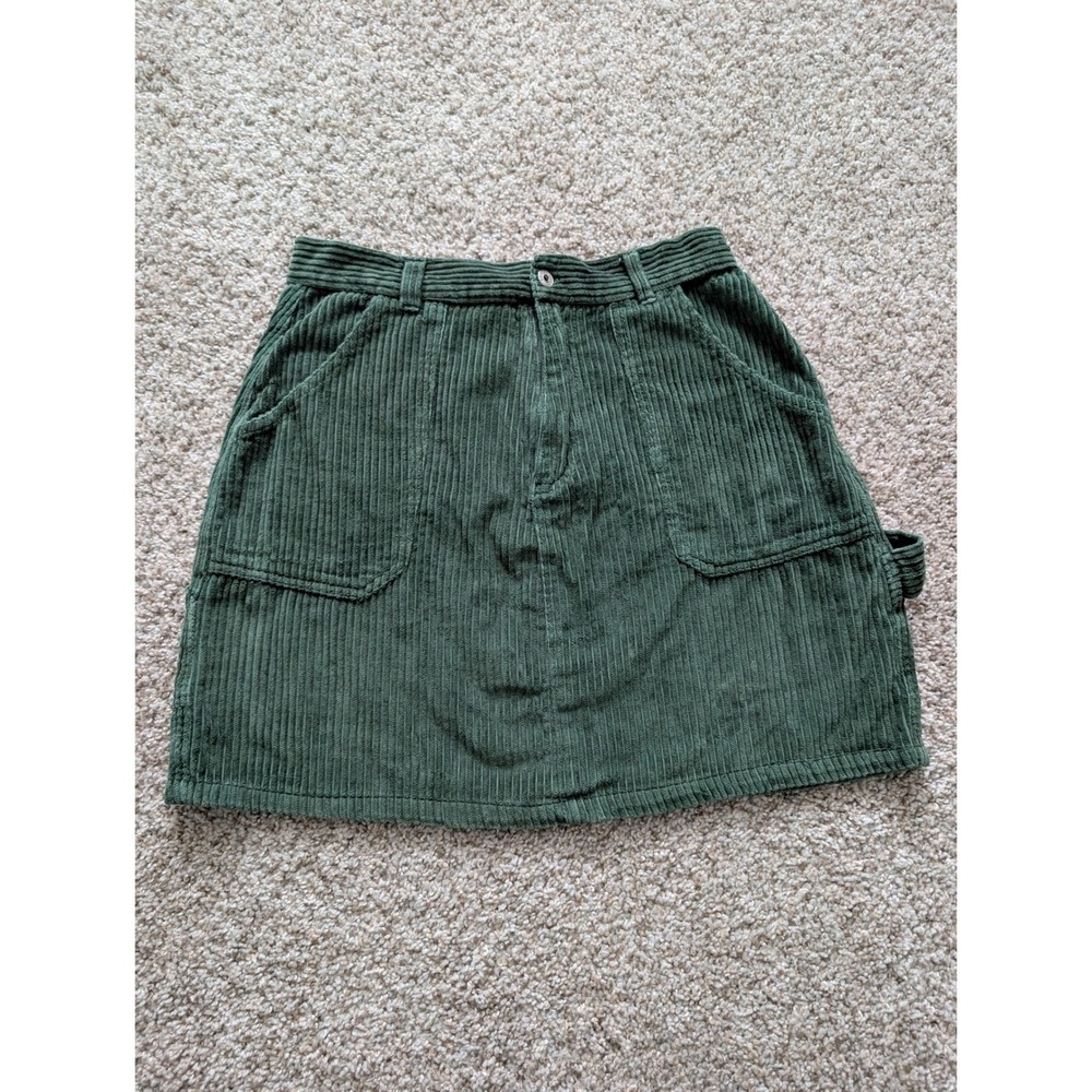 Y2K 9 Jeans Streetwear Vintage Green Corduroy Carpenter Mini Skirt Size 11/12